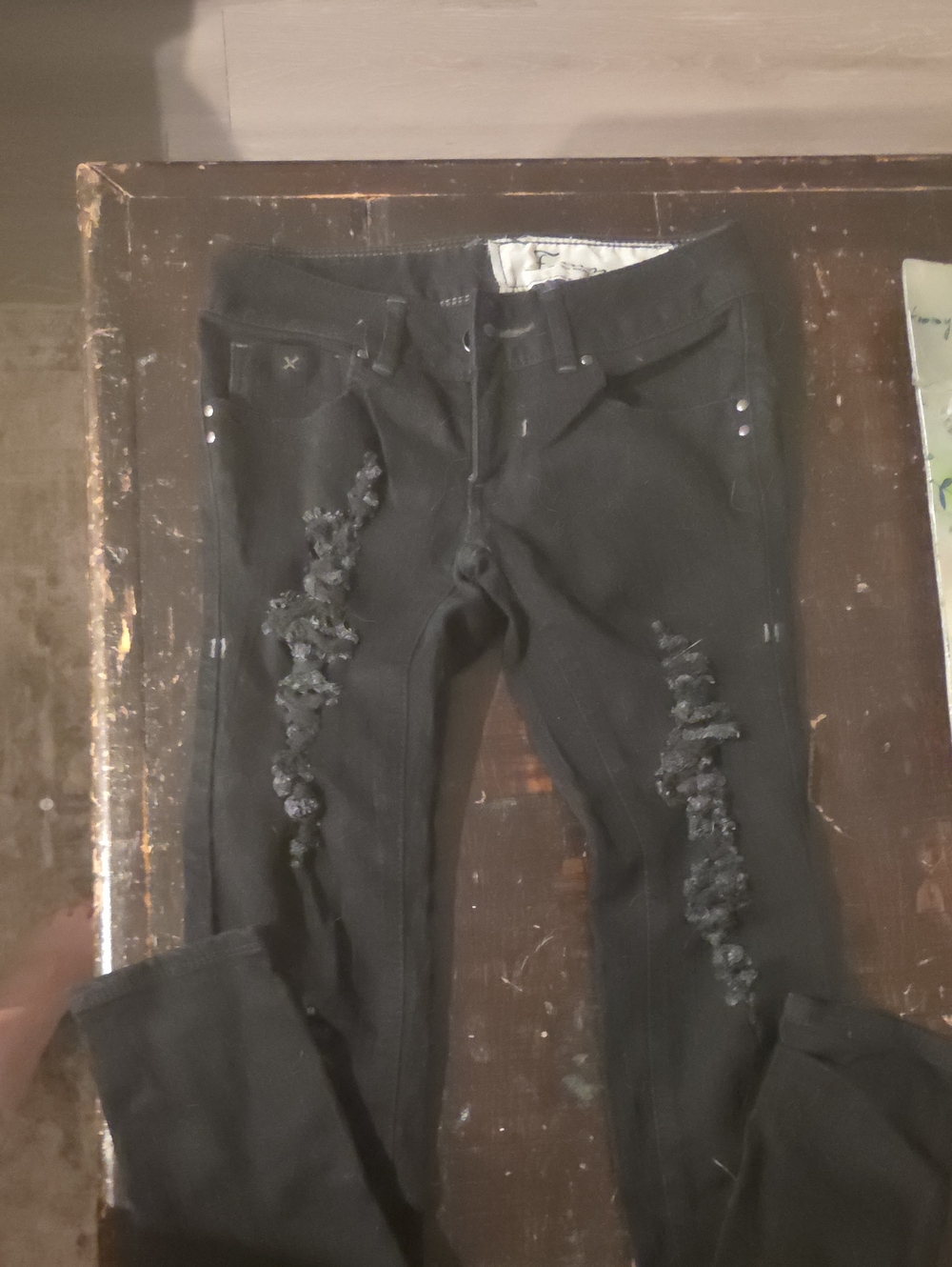 FEMME BY DKNY Black Distressed Skinny Jeans SZ 25